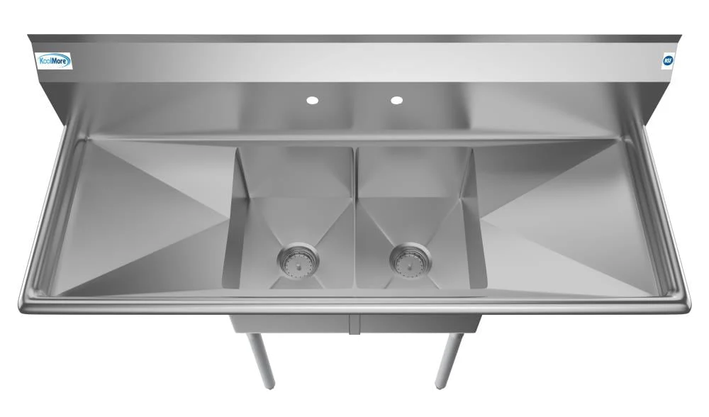 KoolMore Stainless Steel 2-Basin Freestanding Utility Tub with Drain - Image 10