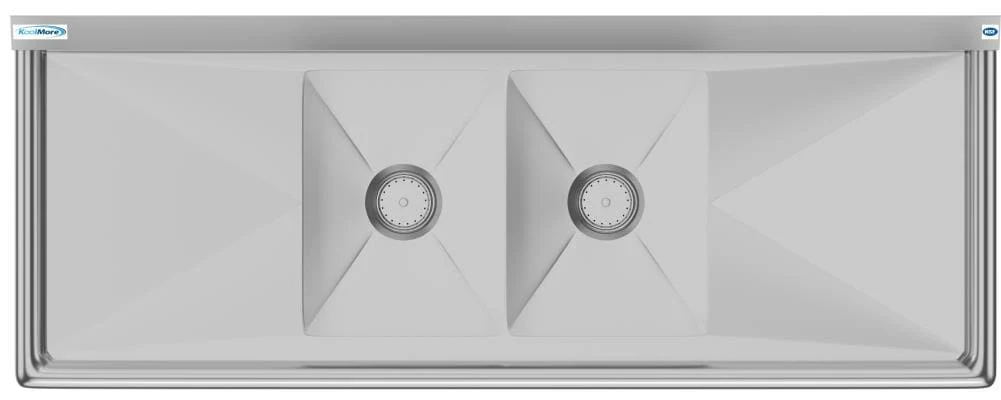 KoolMore Stainless Steel 2-Basin Freestanding Utility Tub with Drain - Image 8