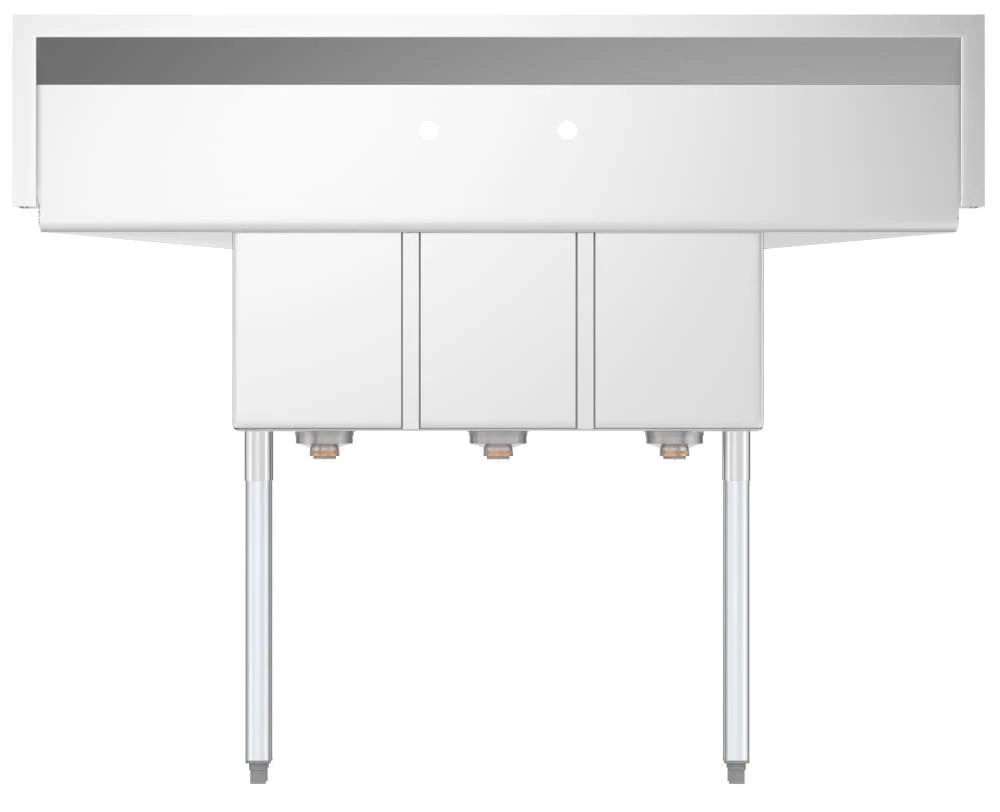 KoolMore Stainless Steel 20x54-inch 3-Basin Freestanding Utility Tub - Image 4