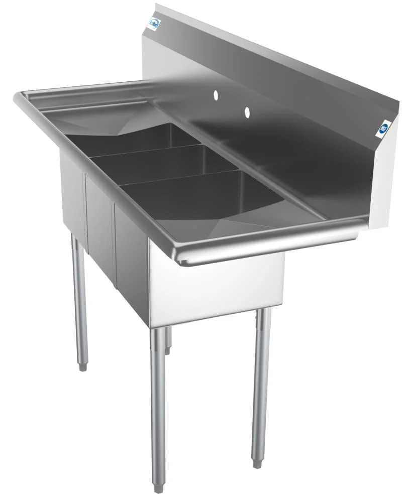 KoolMore Stainless Steel 20x54-inch 3-Basin Freestanding Utility Tub - Image 7