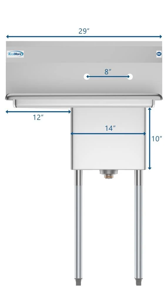 KoolMore Stainless Steel Freestanding Utility Tub with Drain - 22x29 inch - Image 9