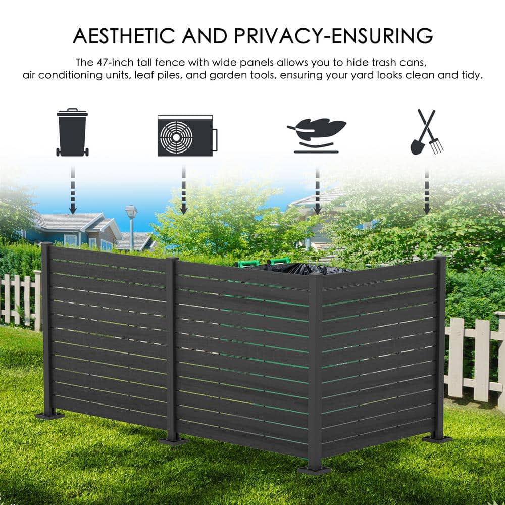KOZYARD 4 ft. W x 4.17 ft. H Outdoor Privacy Screen Fence Panels Kit - Black 3-Panel Set - Image 2