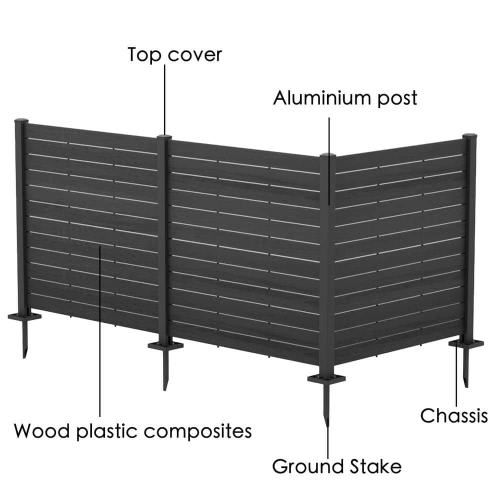 KOZYARD 4 ft. W x 4.17 ft. H Outdoor Privacy Screen Fence Panels Kit - Black 3-Panel Set - Image 4