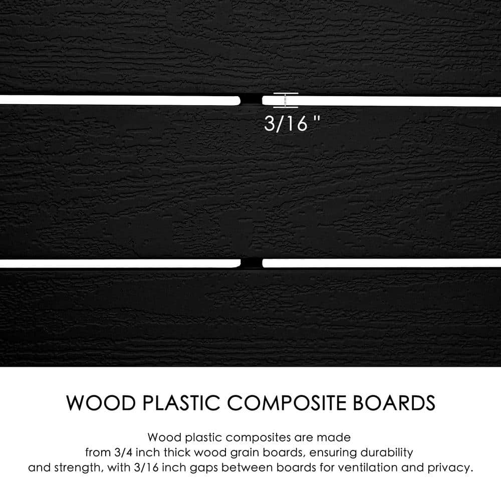 KOZYARD 4 ft. W x 4.17 ft. H Outdoor Privacy Screen Fence Panels Kit - Black 3-Panel Set - Image 6