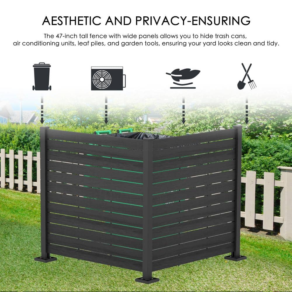 KOZYARD Outdoor Privacy Screen Black Vinyl Fence Panels with Stakes - Image 2