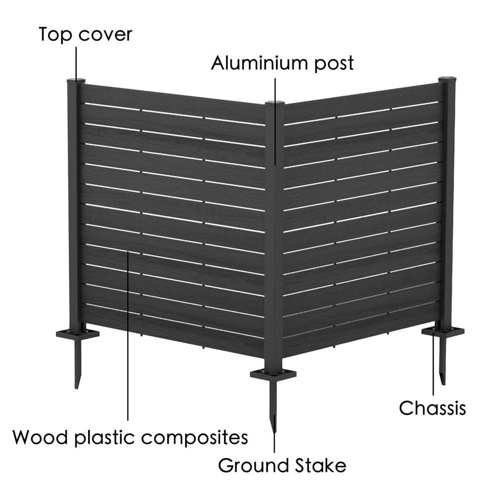 KOZYARD Outdoor Privacy Screen Black Vinyl Fence Panels with Stakes - Image 4