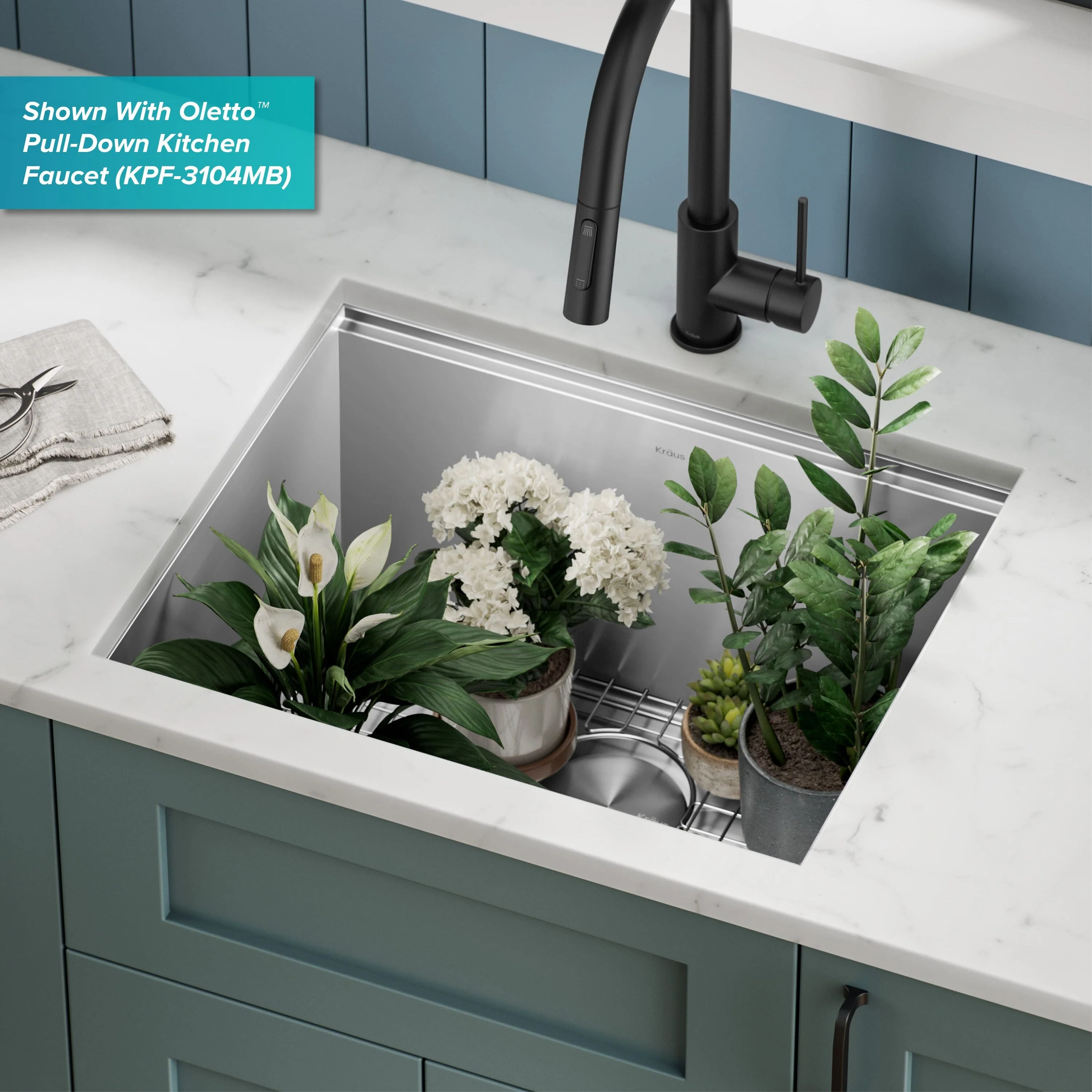 Kraus 19-in x 23-in Stainless Steel Undermount Laundry Sink with Drain - Image 14
