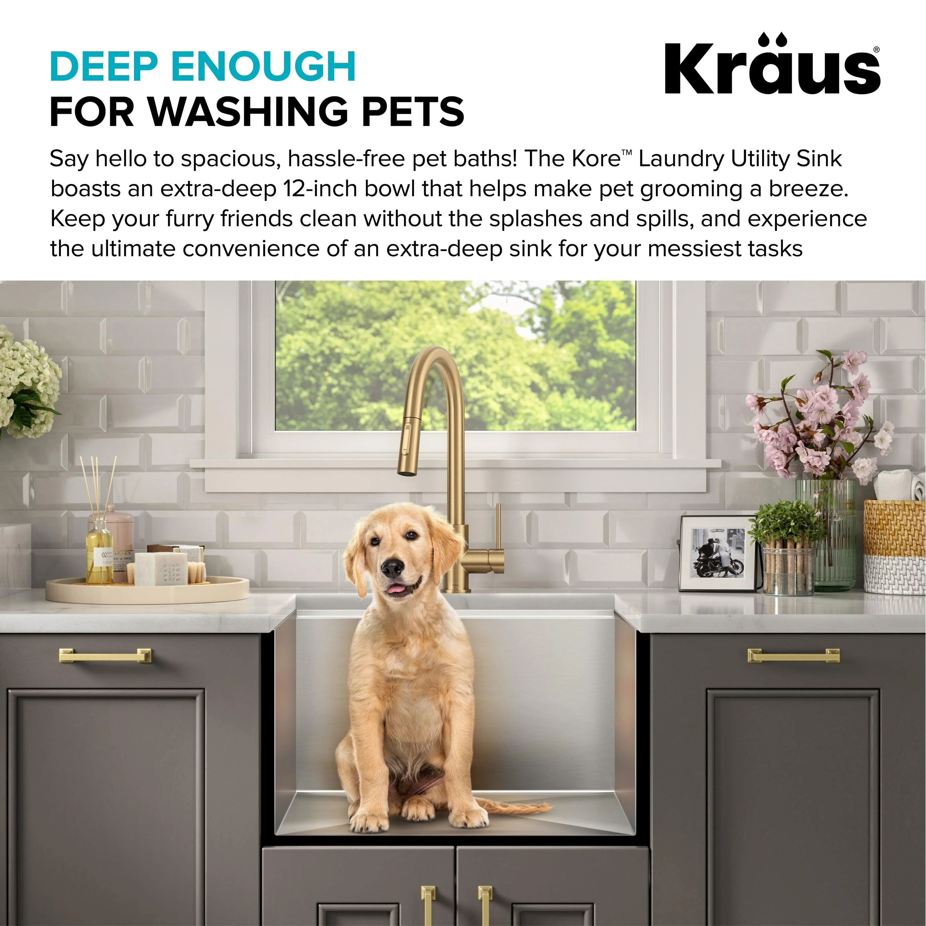 Kraus 19-in x 23-in Stainless Steel Undermount Laundry Sink with Drain - Image 15