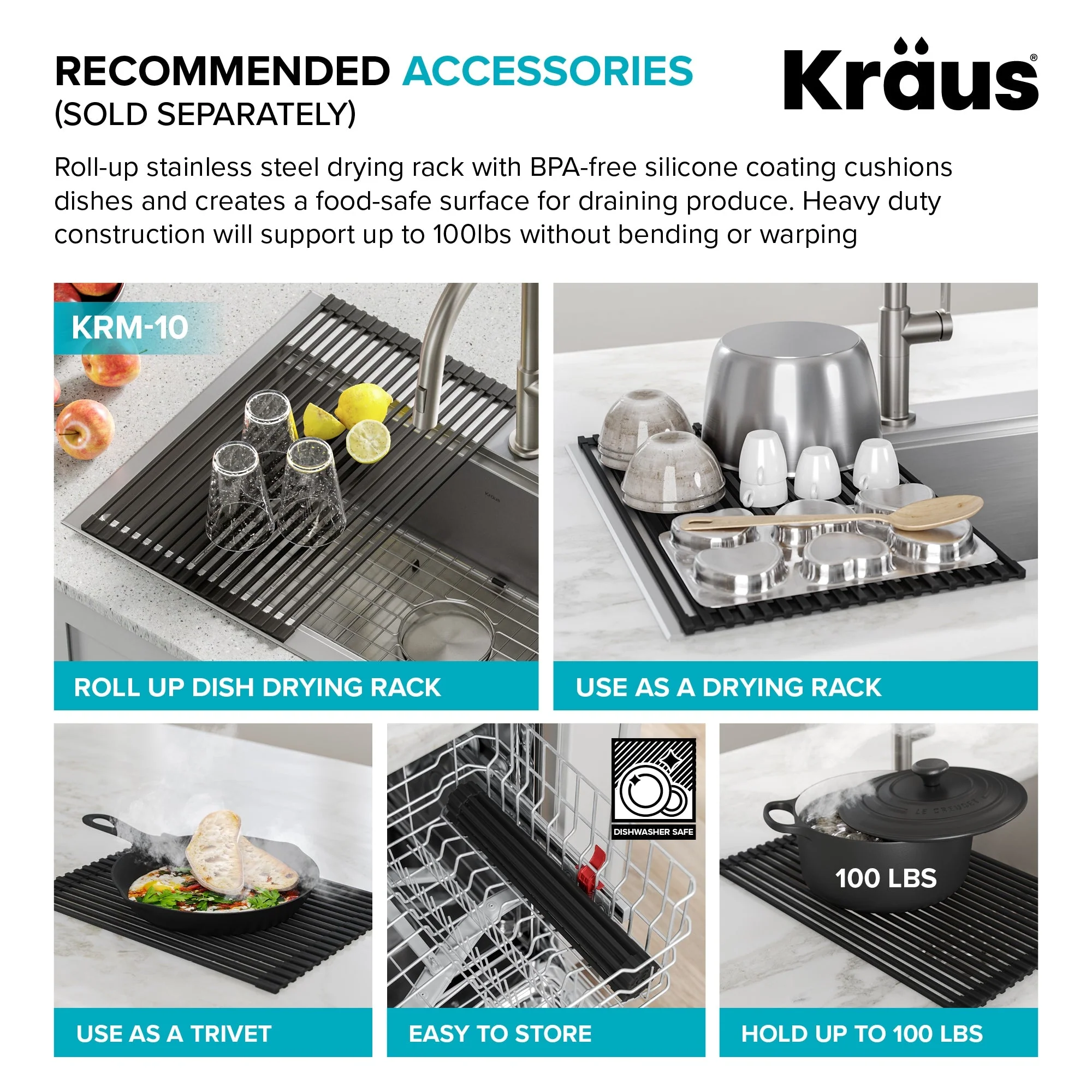 Kraus 22x25 Inch Stainless Steel Drop-In Laundry Sink with Drain - Image 12
