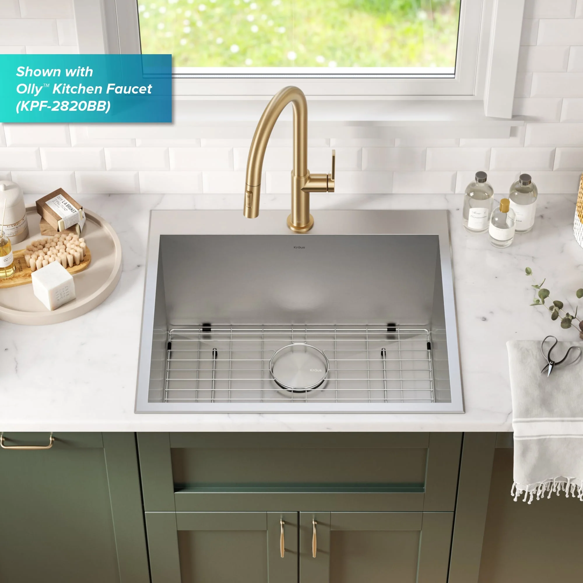 Kraus 22x25 Inch Stainless Steel Drop-In Laundry Sink with Drain - Image 6
