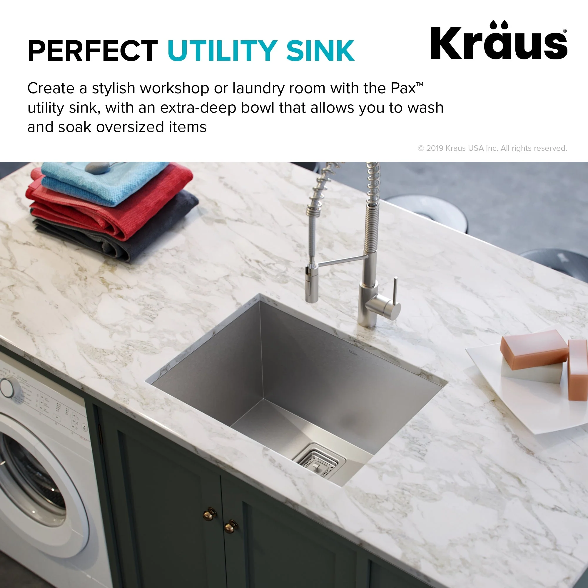 Kraus Stainless Steel Undermount Laundry Sink 18.5" x 24" - Image 4