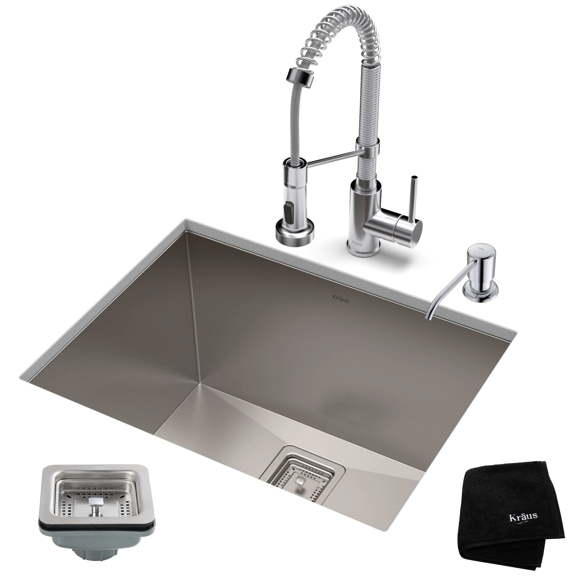 Kraus Stainless Steel Undermount Laundry Sink with Drain and Faucet - Image 14