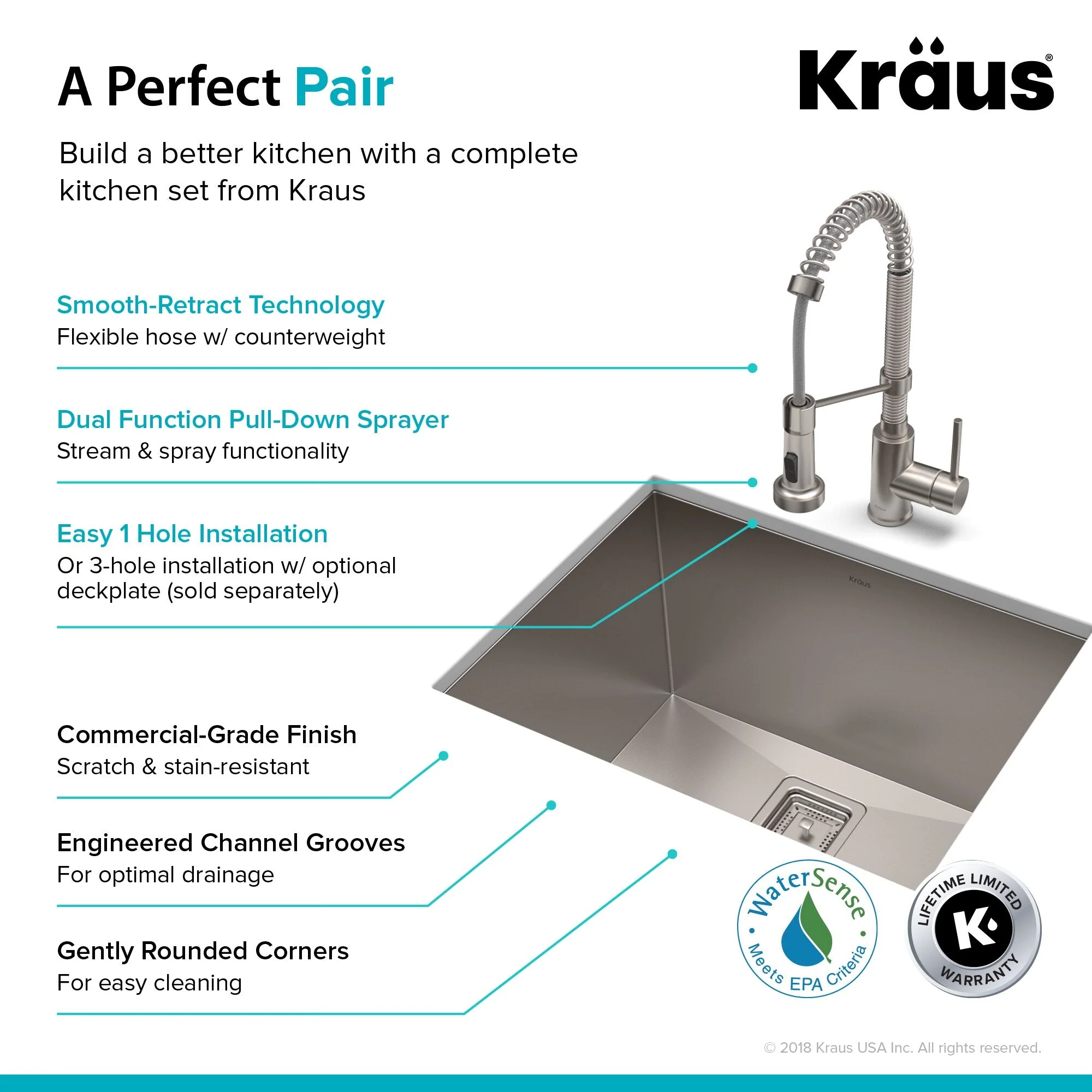 Kraus Stainless Steel Undermount Laundry Sink with Drain and Faucet - 18.5x24 In. - Image 6