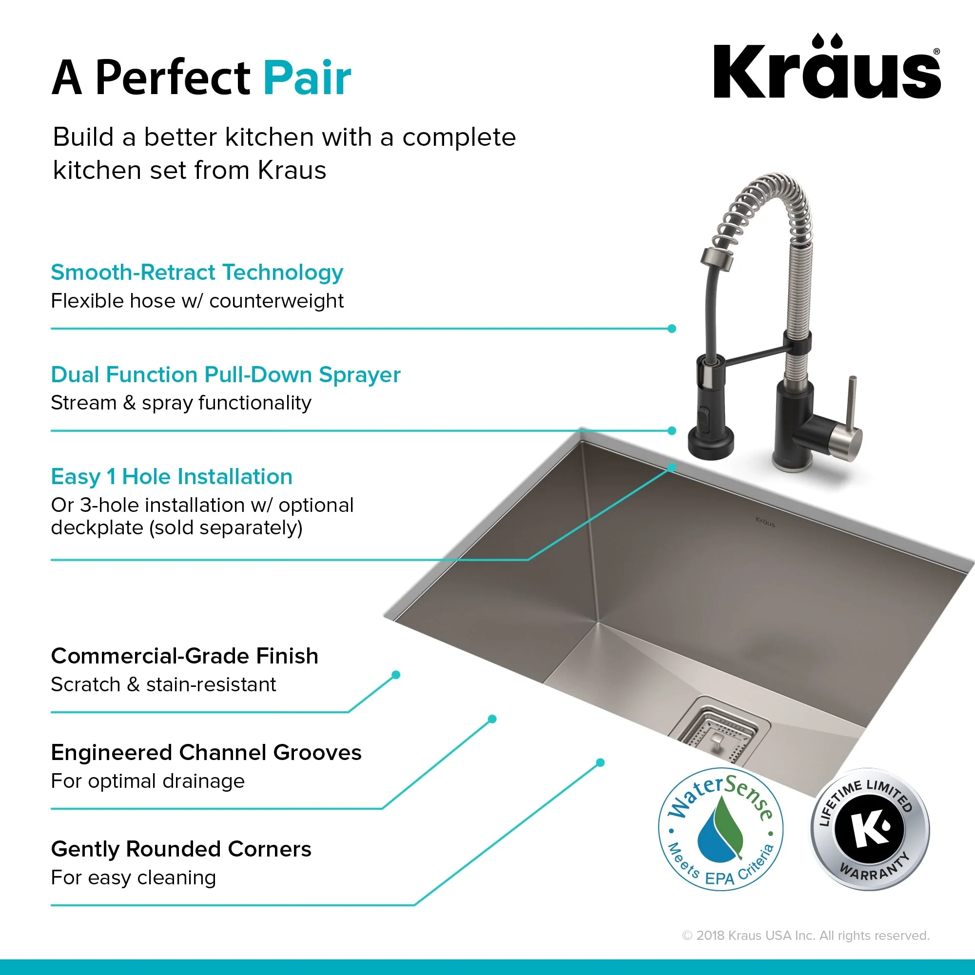 Kraus Stainless Steel Undermount Laundry Sink with Drain and Faucet - Image 6