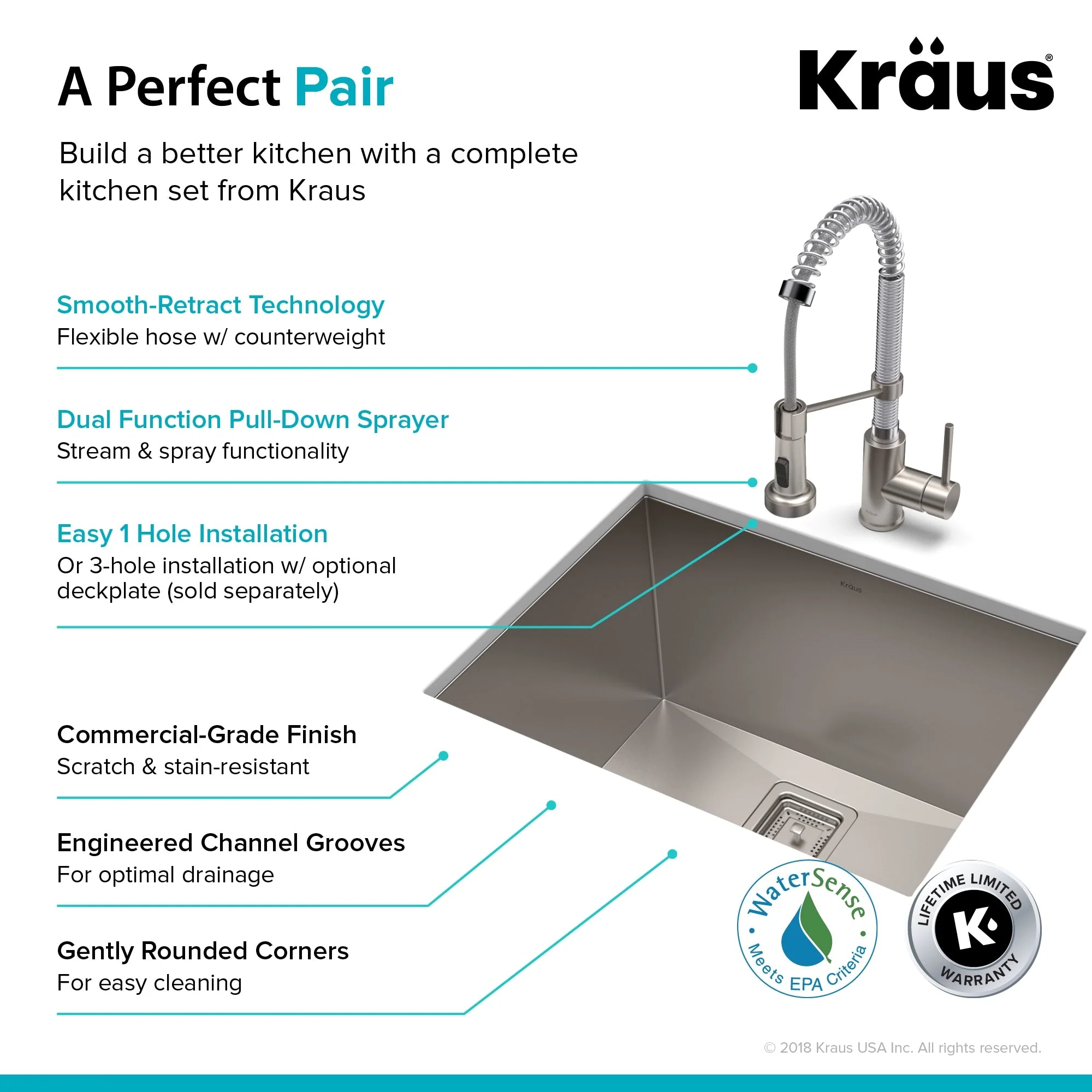Kraus Stainless Steel Undermount Laundry Sink with Faucet and Drain - Image 6