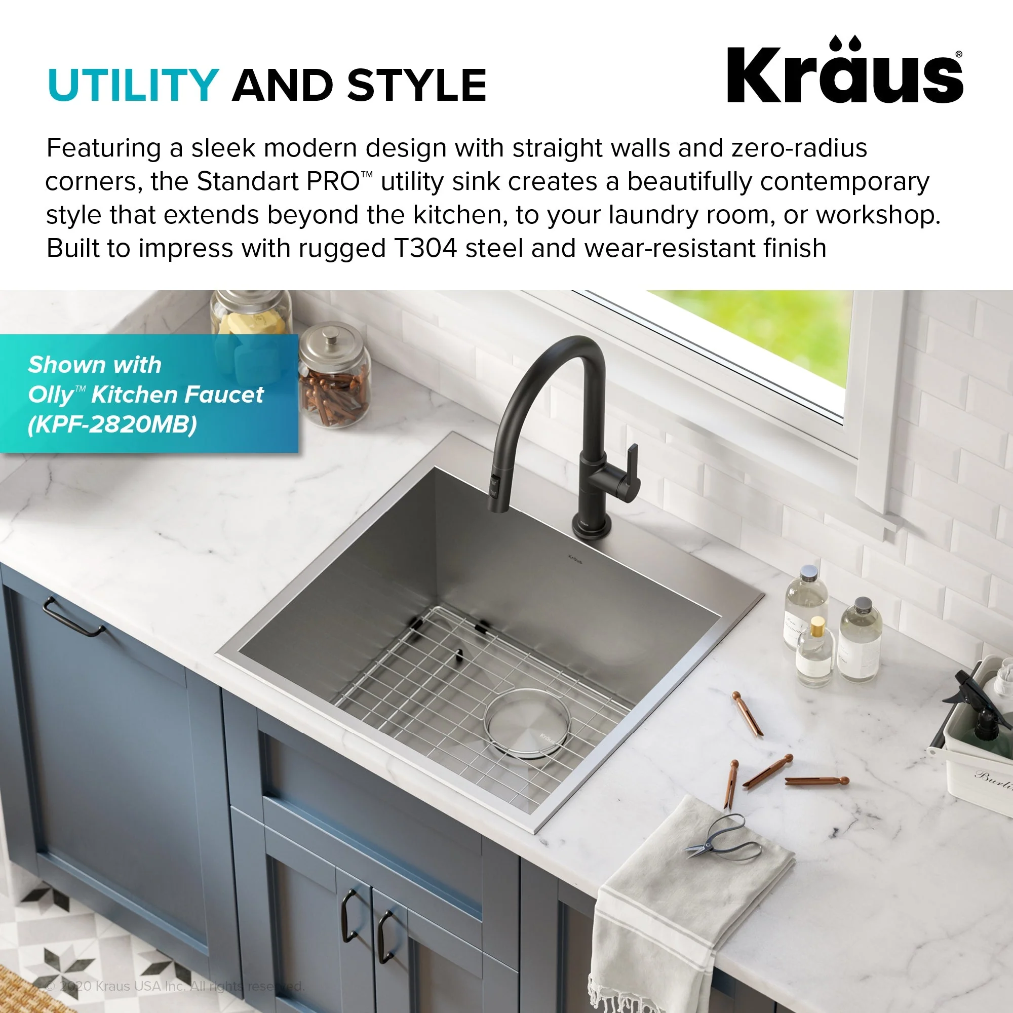 Kraus Standart PRO 22-inch Stainless Steel Drop-In Laundry Sink - Image 3