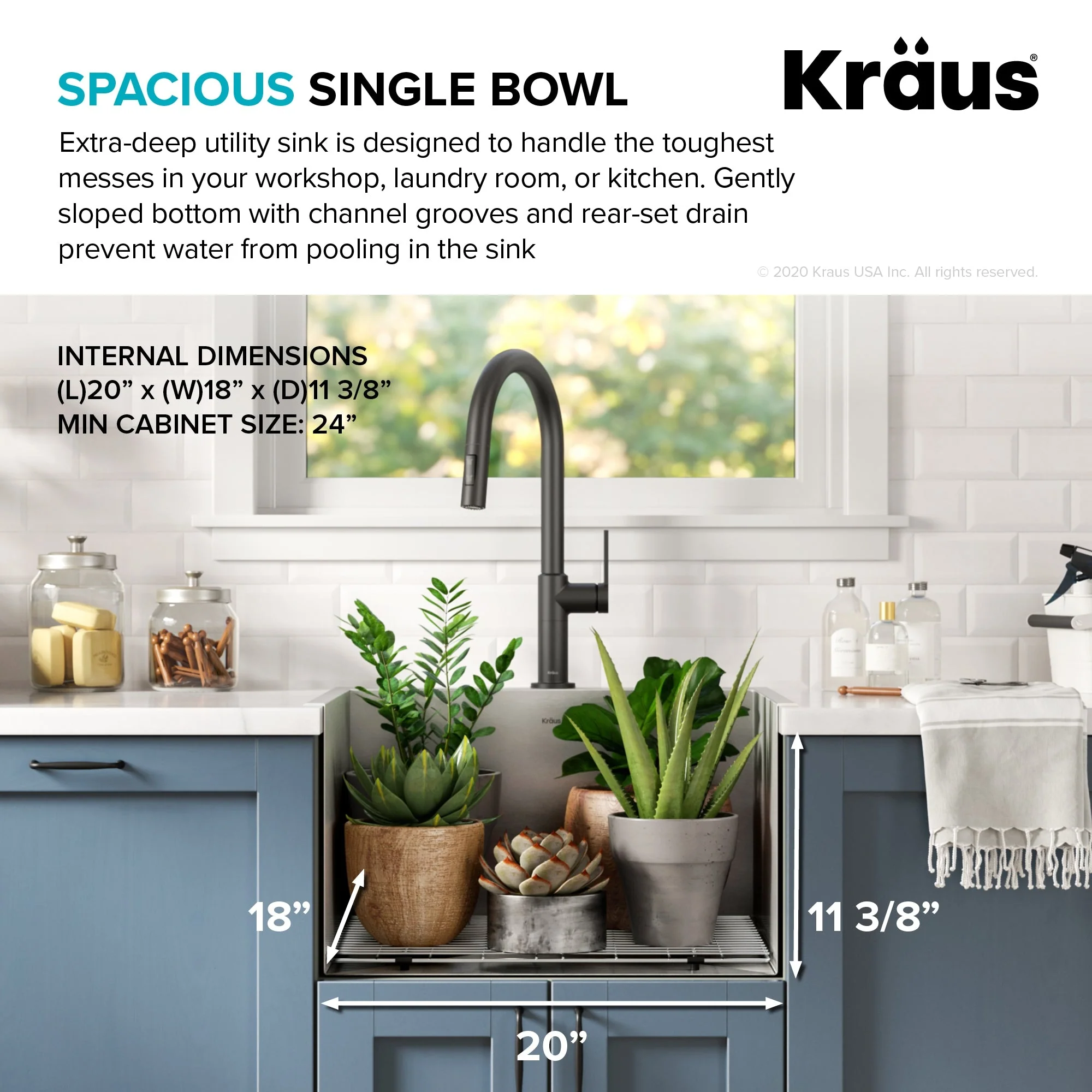 Kraus Standart PRO 22-inch Stainless Steel Drop-In Laundry Sink - Image 4