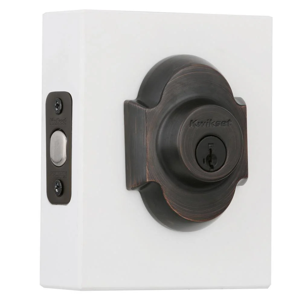 Kwikset Austin Venetian Bronze Single Cylinder Deadbolt and Passage Lever Combo Pack with SmartKey Security - Image 4