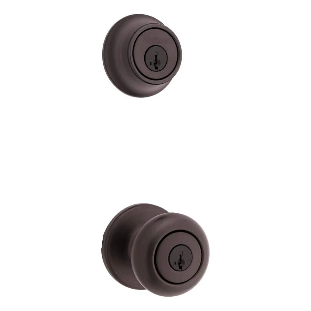 Kwikset Cove Venetian Bronze Entry Door Knob and Single Cylinder Deadbolt Combo Pack with SmartKey