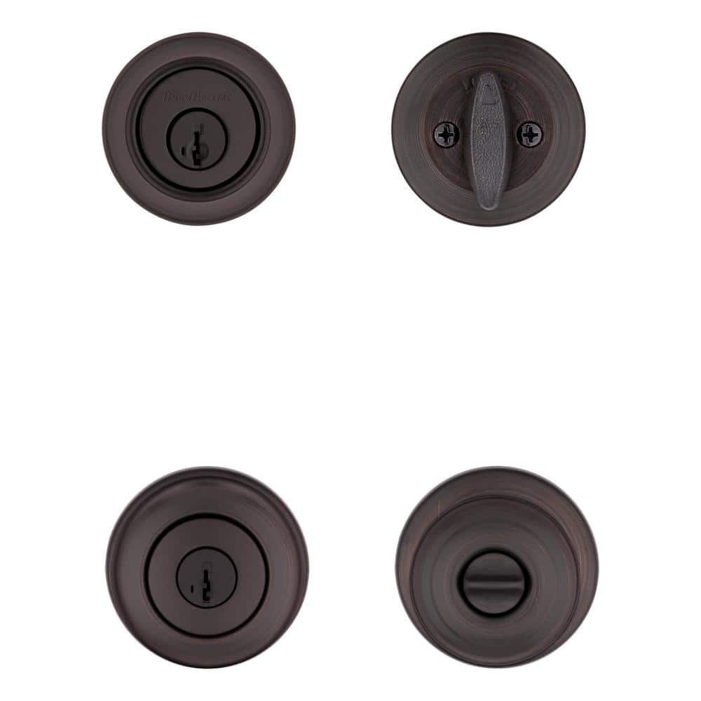 Kwikset Cove Venetian Bronze Exterior Entry Door Knob and Single Cylinder Deadbolt Combo Pack - Image 5