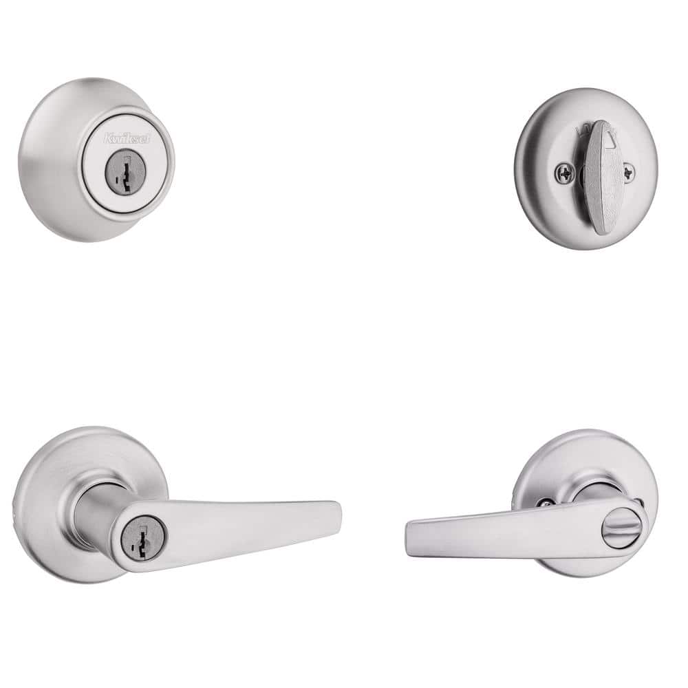 Kwikset Delta Satin Chrome Exterior Entry Door Lever and Single Cylinder Deadbolt Combo Pack featuring SmartKey Security - Image 5