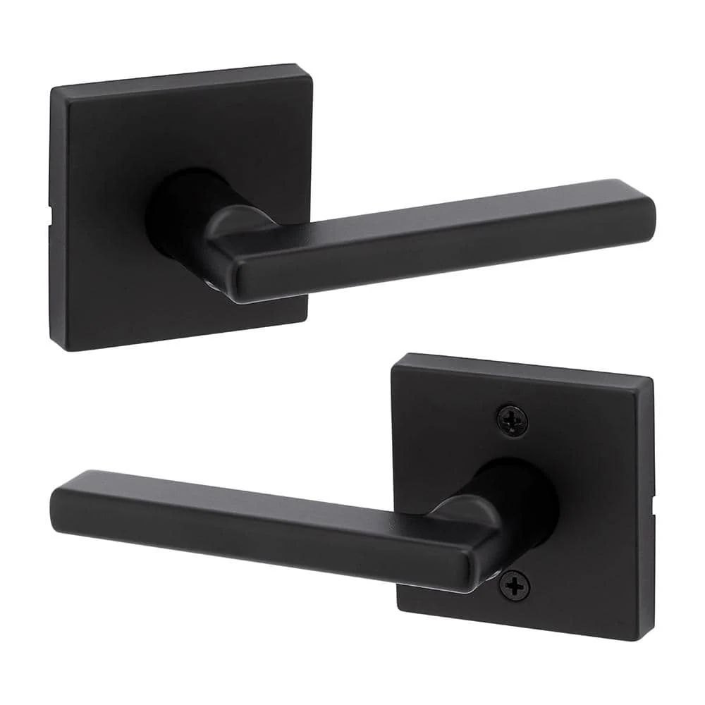 Kwikset Halifax Square Matte Black Passage Hall/Closet Door Lever