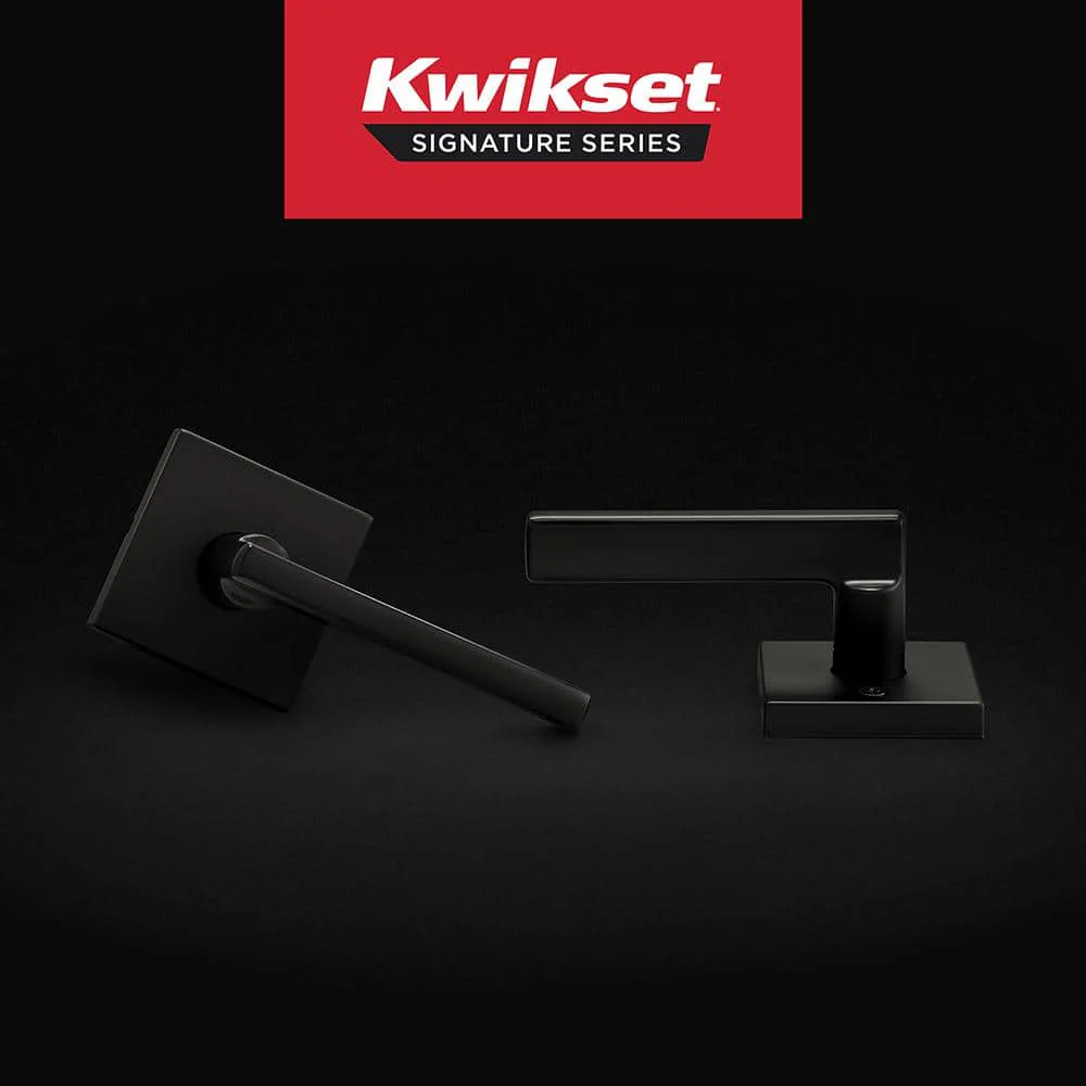 Kwikset Halifax Square Matte Black Passage Hall/Closet Door Lever - Image 2