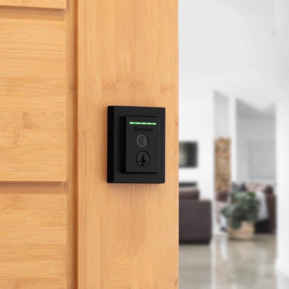 Kwikset Halo Touch Matte Black Fingerprint Wi‑Fi Electronic Smart Lock Deadbolt with SmartKey Security & San Clemente Handleset - Image 5