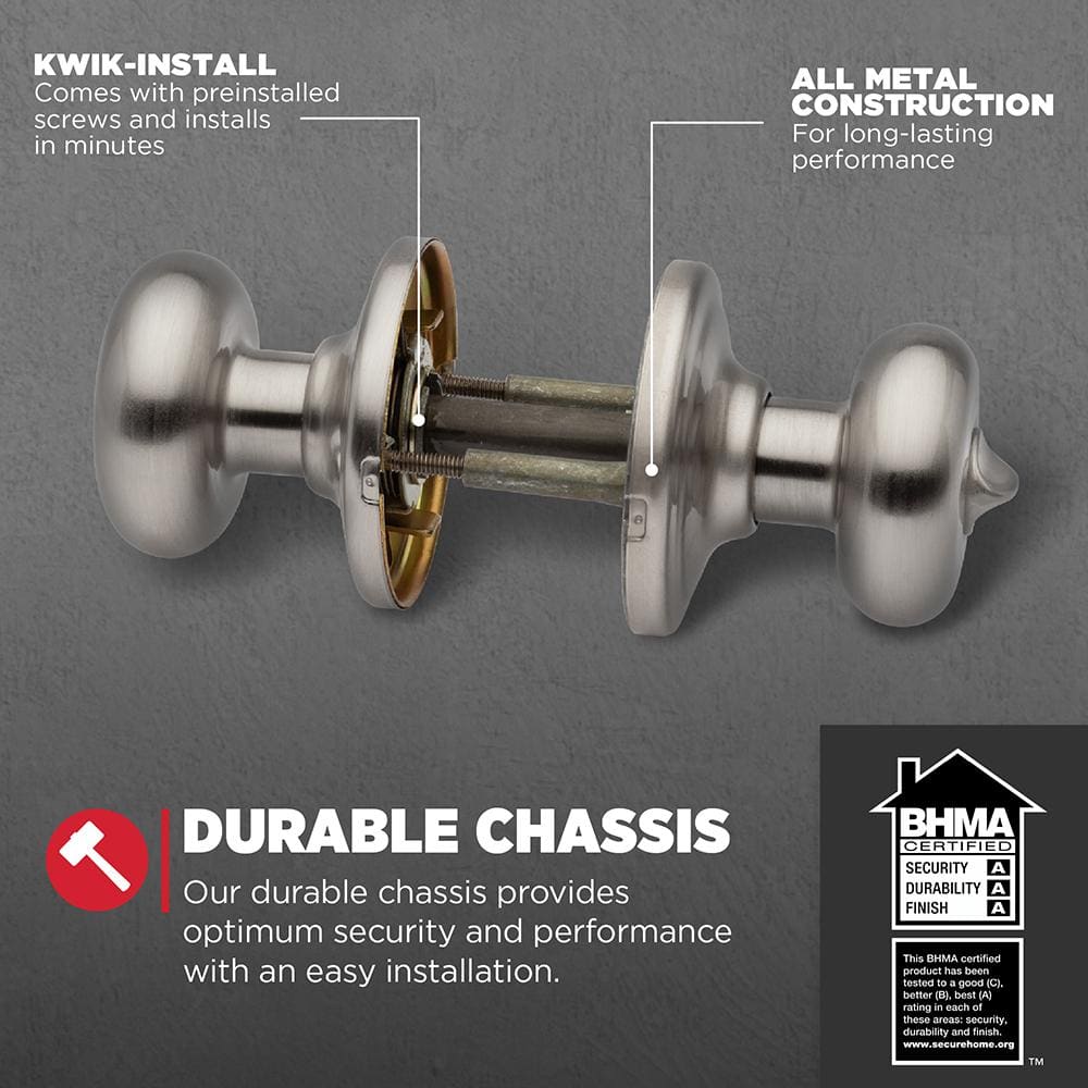 Kwikset Juno Satin Nickel Privacy Bed/Bath Door Knob - Image 7