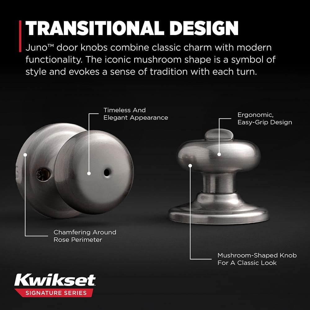 Kwikset Juno Satin Nickel Privacy Bed/Bath Door Knob - Image 8