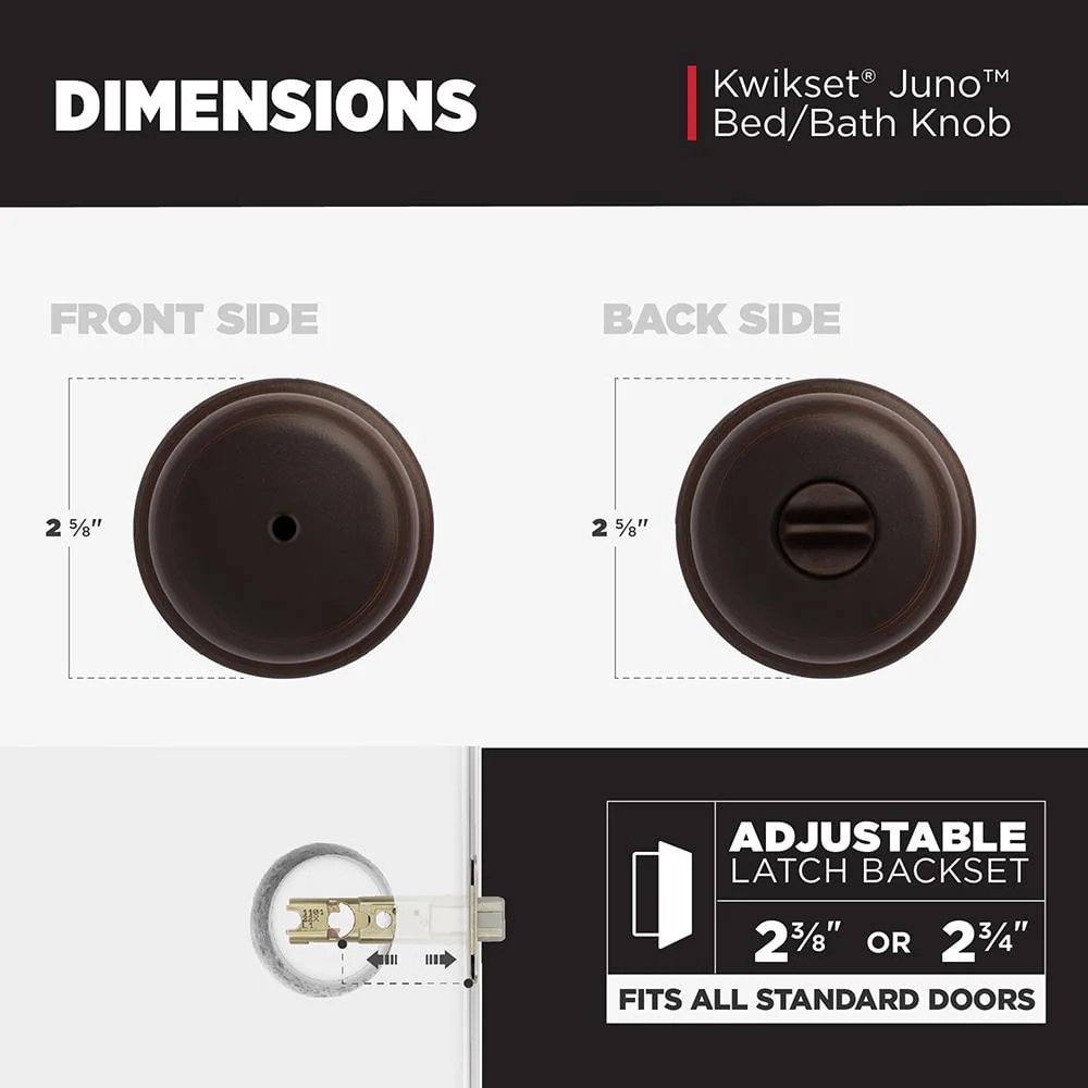 Kwikset Juno Venetian Bronze Privacy Bed/Bath Door Knob - Image 3