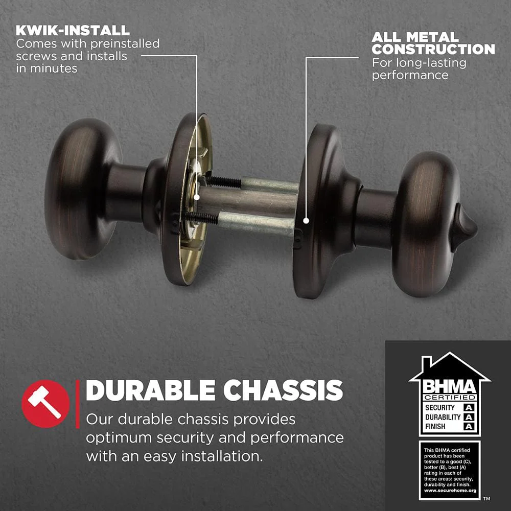 Kwikset Juno Venetian Bronze Privacy Bed/Bath Door Knob - Image 7