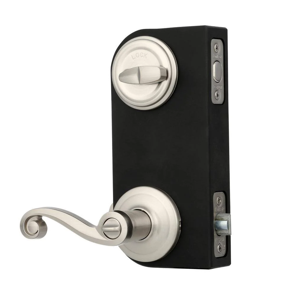 Kwikset Lido Satin Nickel Exterior Entry Lever & Single Cylinder Deadbolt Combo Pack with SmartKey Security - Image 6