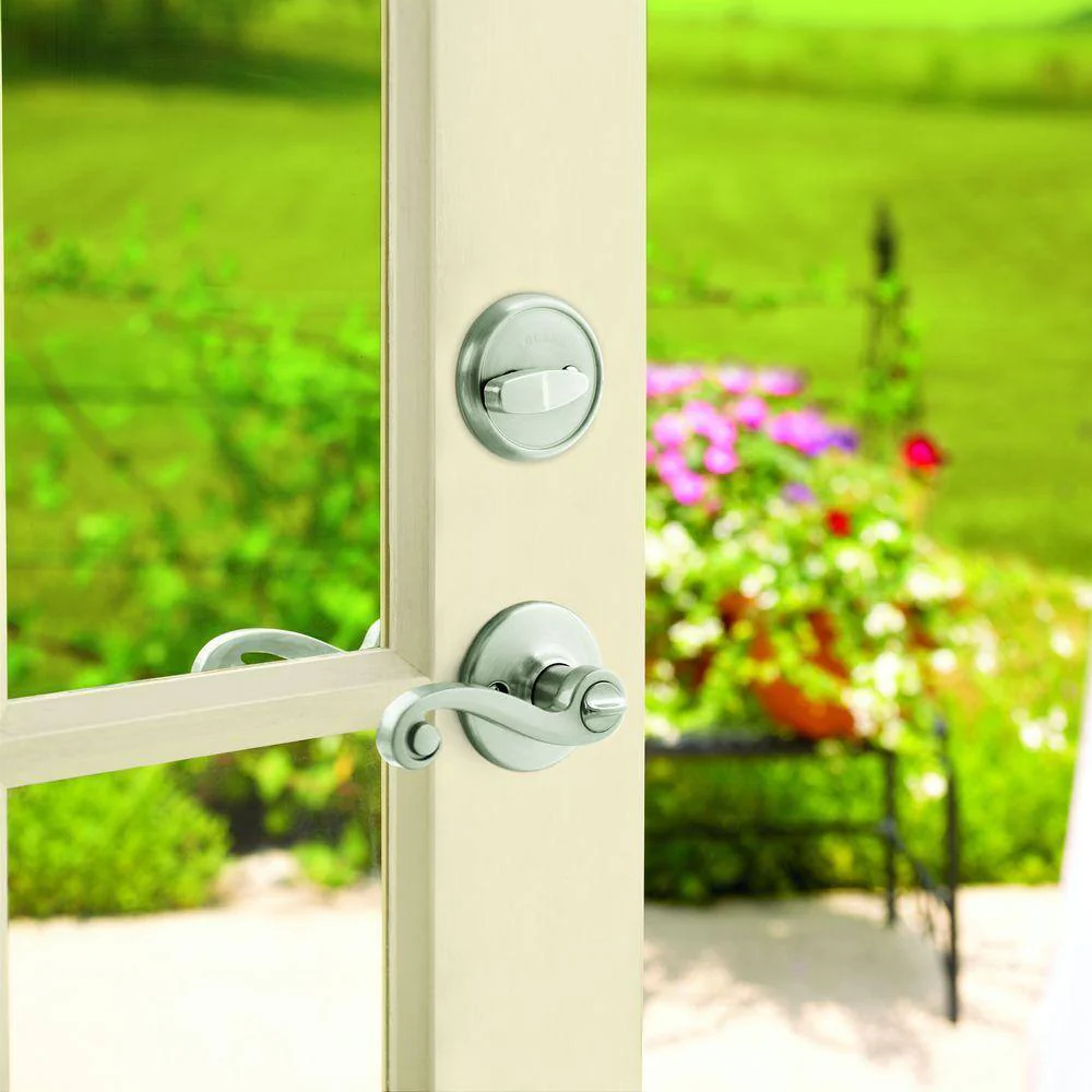 Kwikset Lido Satin Nickel SmartKey Single-Cylinder Deadbolt Universal Keyed Entry Door Handle Combo Pack (1 Handle and 1 Deadbolt) - Image 2