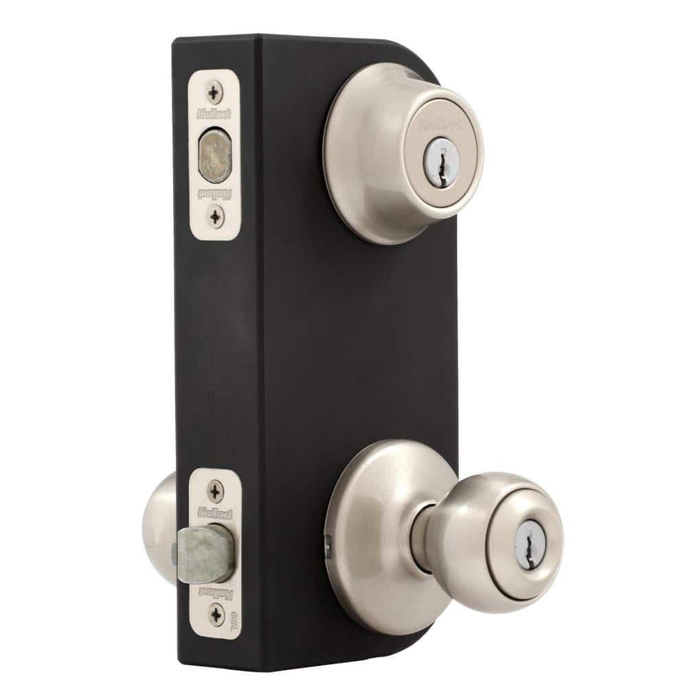 Kwikset Polo Satin Nickel Entry Door Knob & Single Cylinder Deadbolt Combo Pack with Microban Antimicrobial Technology - Image 3