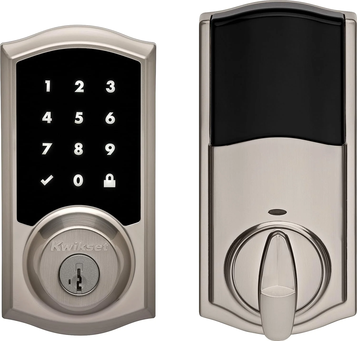 Kwikset Premis Touchscreen Smart Lock, Satin Nickel, Single Cylinder Electronic Deadbolt with Juno Passage Knob, Apple HomeKit Compatible - Image 3