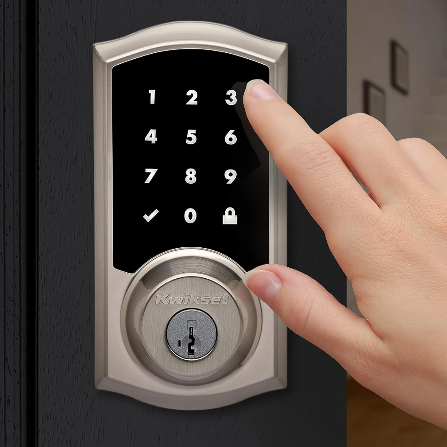 Kwikset Premis Touchscreen Smart Lock, Satin Nickel, Single Cylinder Electronic Deadbolt with Juno Passage Knob, Apple HomeKit Compatible - Image 5