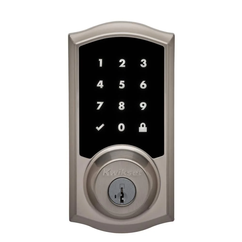 Kwikset Premis Touchscreen Smart Lock, Satin Nickel Single Cylinder Electronic Deadbolt with SmartKey Security