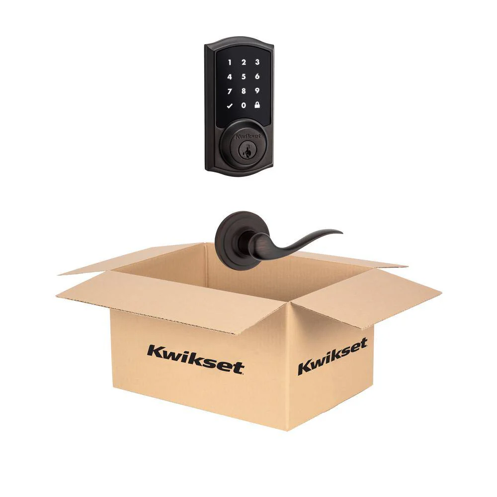 Kwikset Premis Touchscreen Smart Lock, Venetian Bronze Single Cylinder Electronic Deadbolt with Tustin Hall/Closet Lever - Image 3