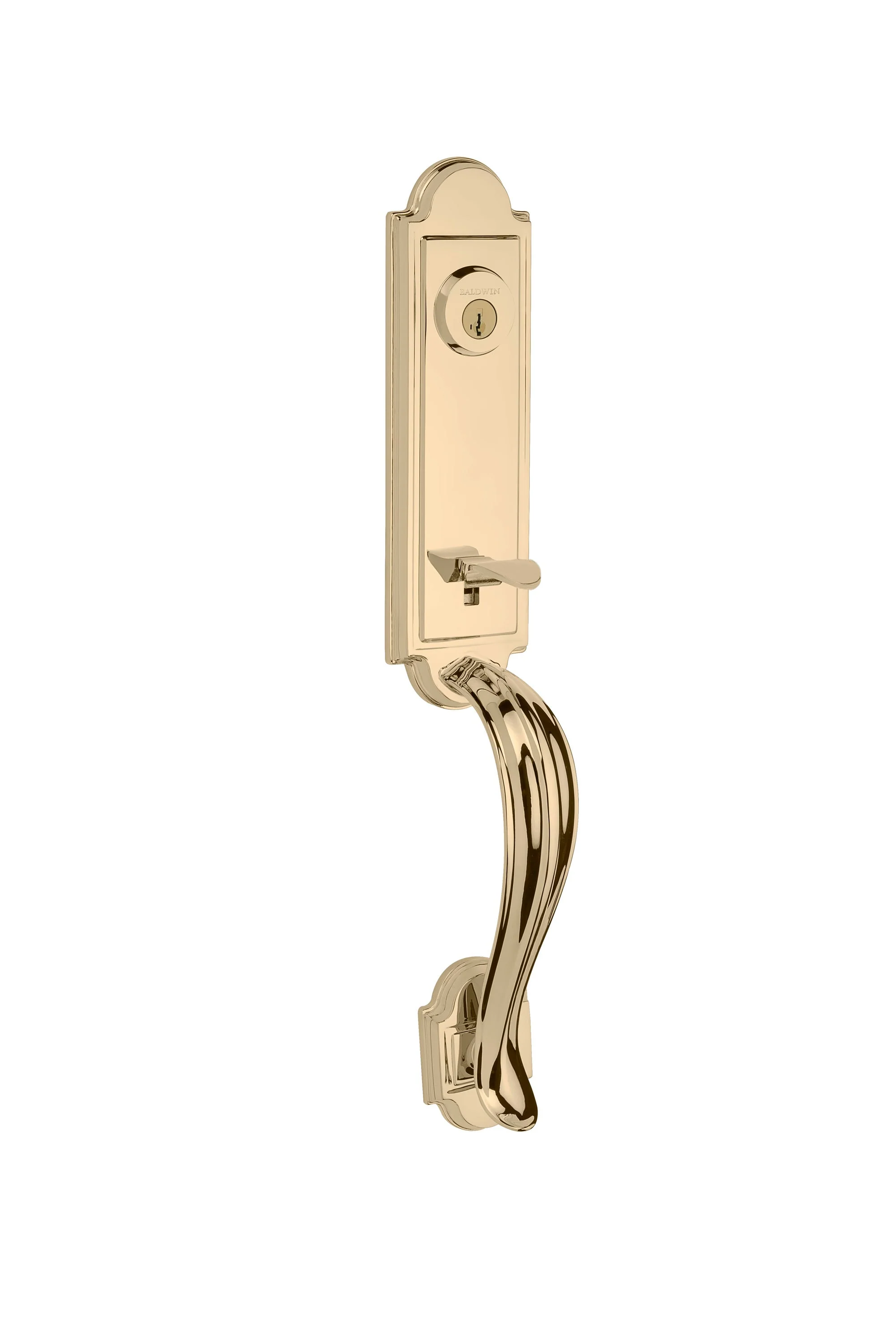 Kwikset Prestige Avendale Single-Cylinder Handleset with Arch Rose Tobin Lever, Lifetime Polished Brass, SmartKey Security - Image 3