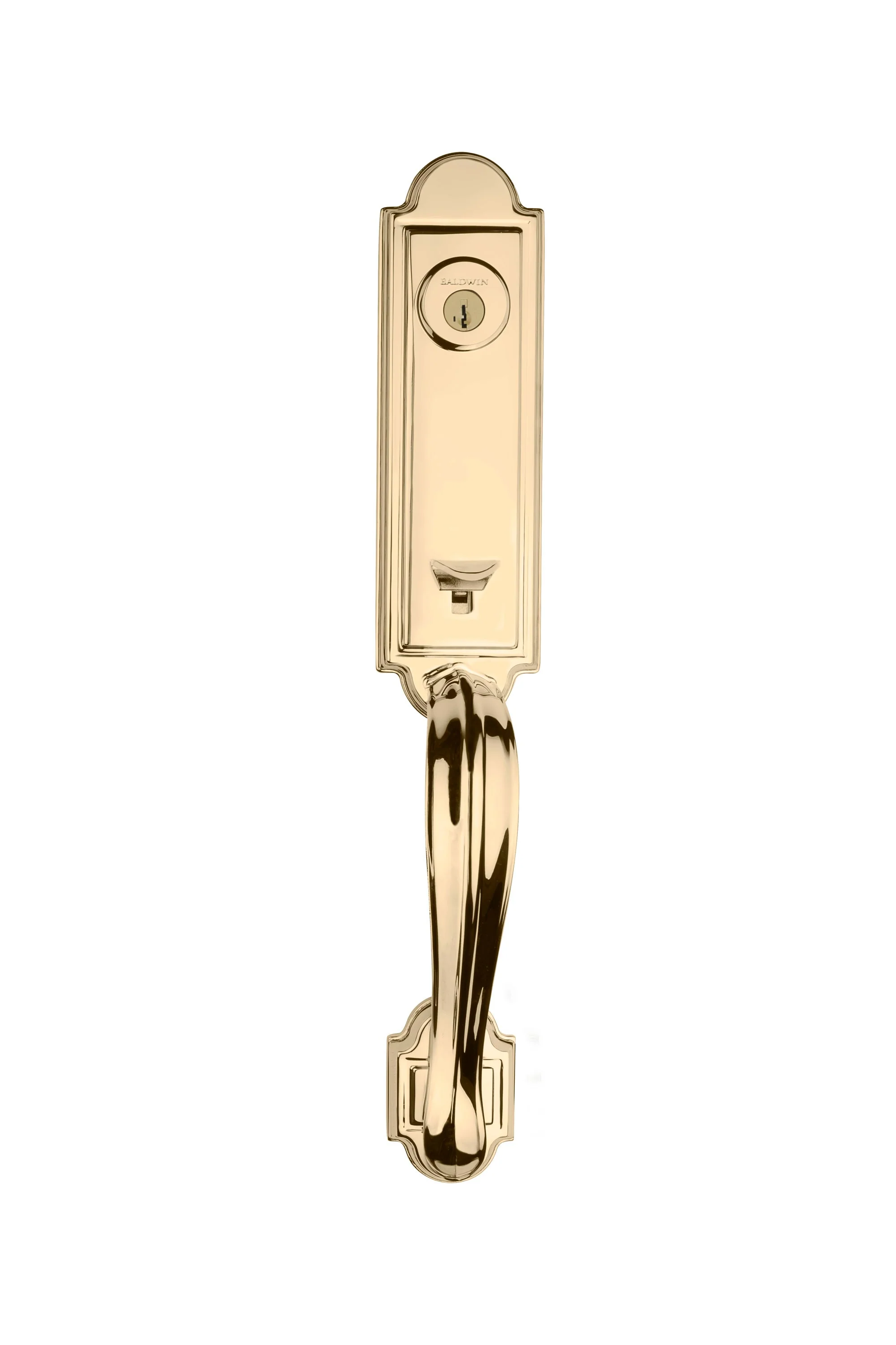 Kwikset Prestige Avendale Single-Cylinder Handleset with Arch Rose Tobin Lever, Lifetime Polished Brass, SmartKey Security - Image 4
