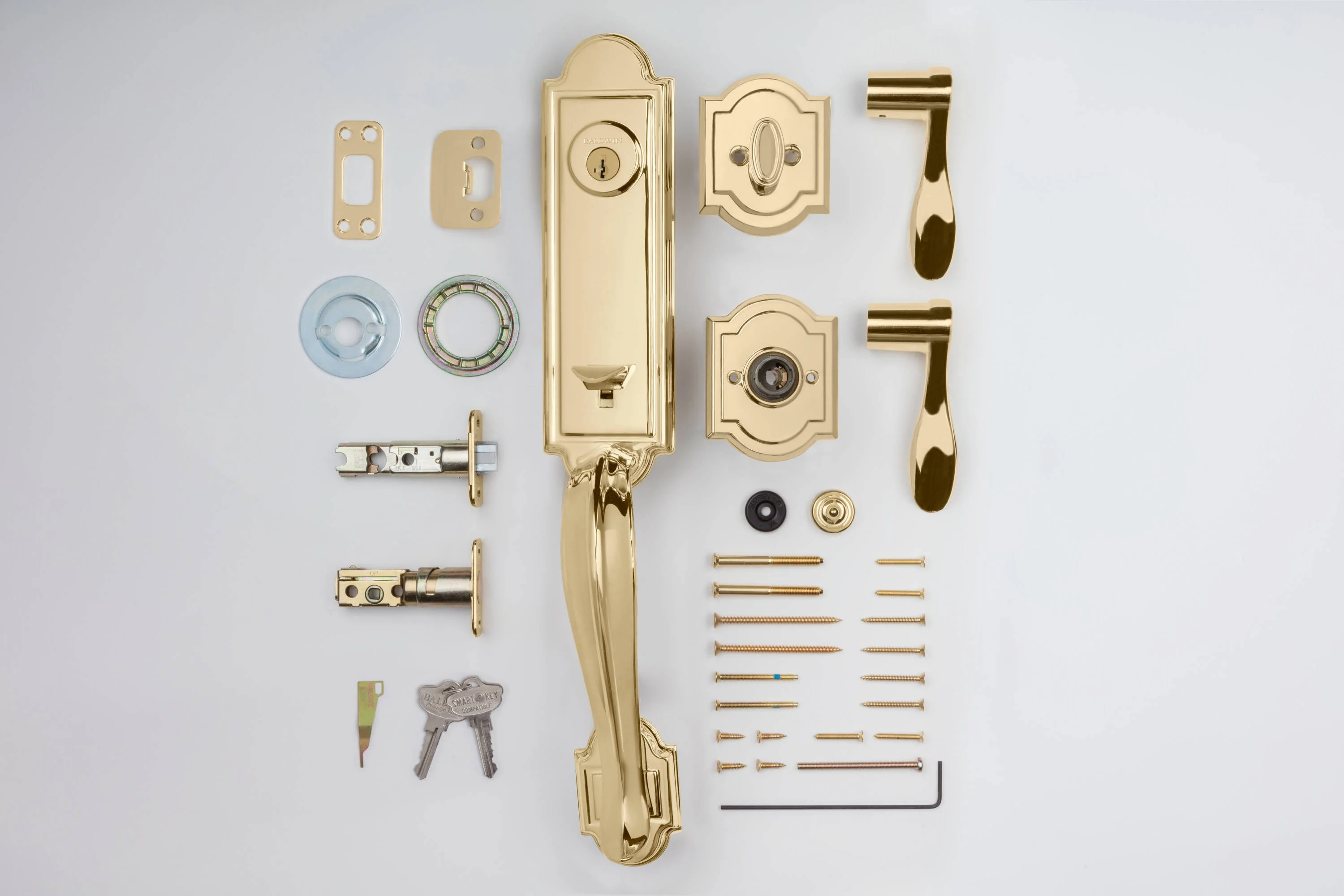 Kwikset Prestige Avendale Single-Cylinder Handleset with Arch Rose Tobin Lever, Lifetime Polished Brass, SmartKey Security - Image 7