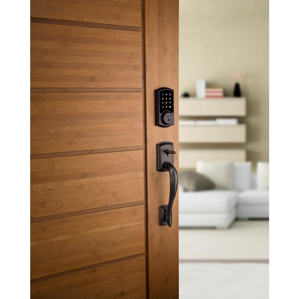 Kwikset SmartCode 915 Touchscreen Venetian Bronze Single Cylinder Electronic Deadbolt with Avalon Handleset and Tustin Lever - Image 8