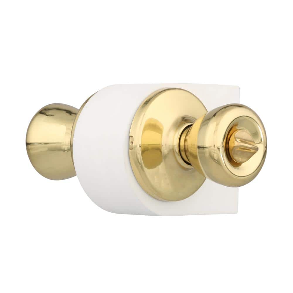 Kwikset Tylo Polished Brass Bed/Bath Privacy Door Knob with Microban Antimicrobial Technology - Image 2