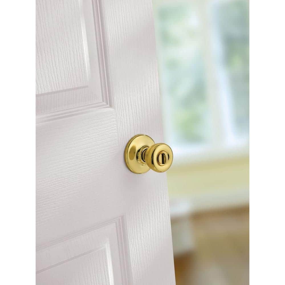 Kwikset Tylo Polished Brass Bed/Bath Privacy Door Knob with Microban Antimicrobial Technology - Image 5