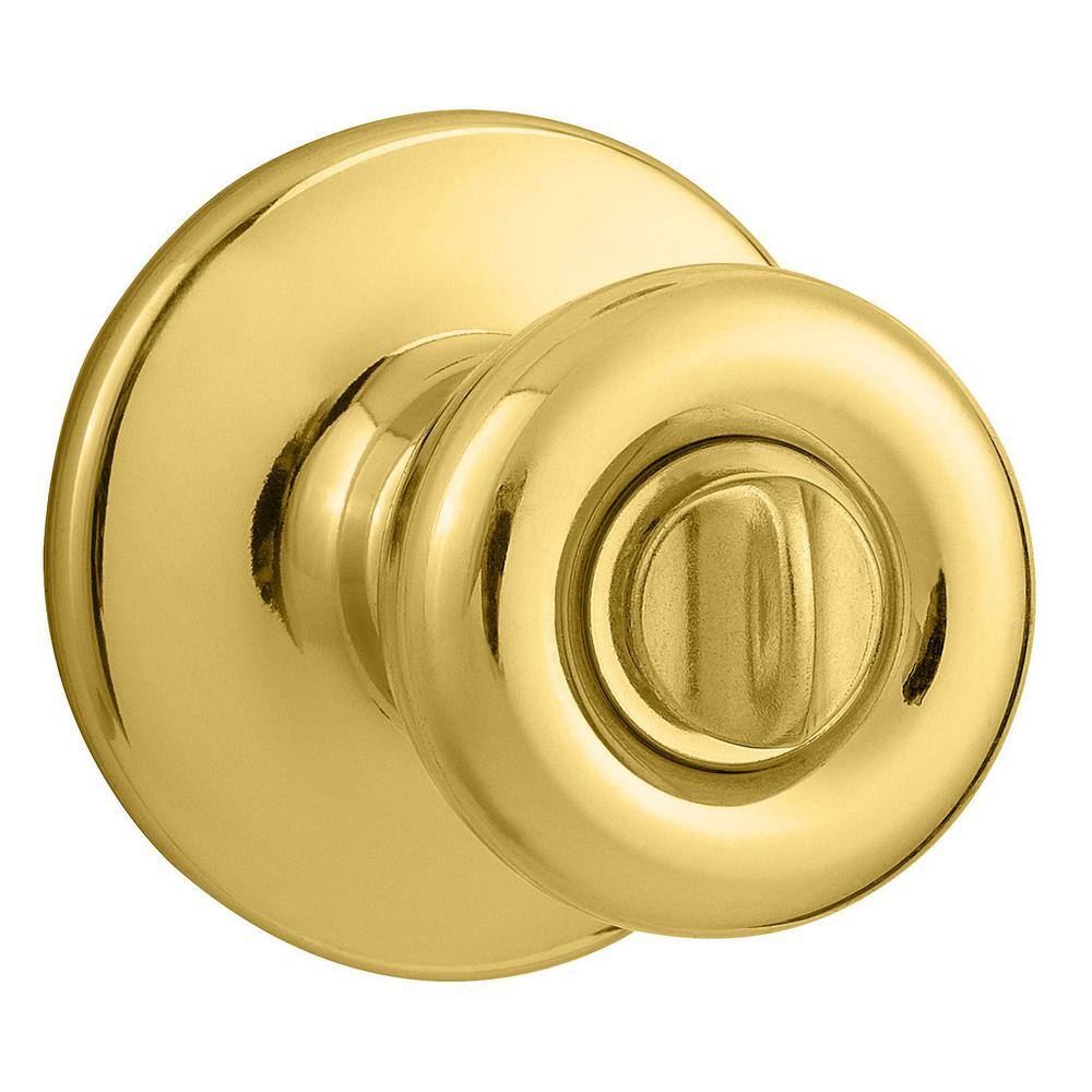 Kwikset Tylo Polished Brass Bed/Bath Privacy Door Knob with Microban Antimicrobial Technology - Image 7