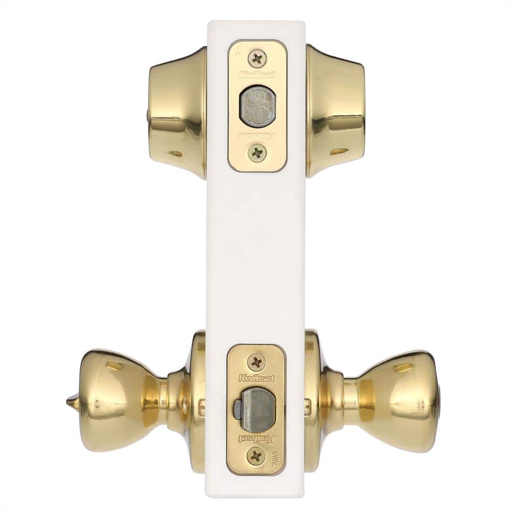Kwikset Tylo Polished Brass Entry Door Knob & Double Cylinder Deadbolt Combo Pack with Microban Antimicrobial Technology - Image 2