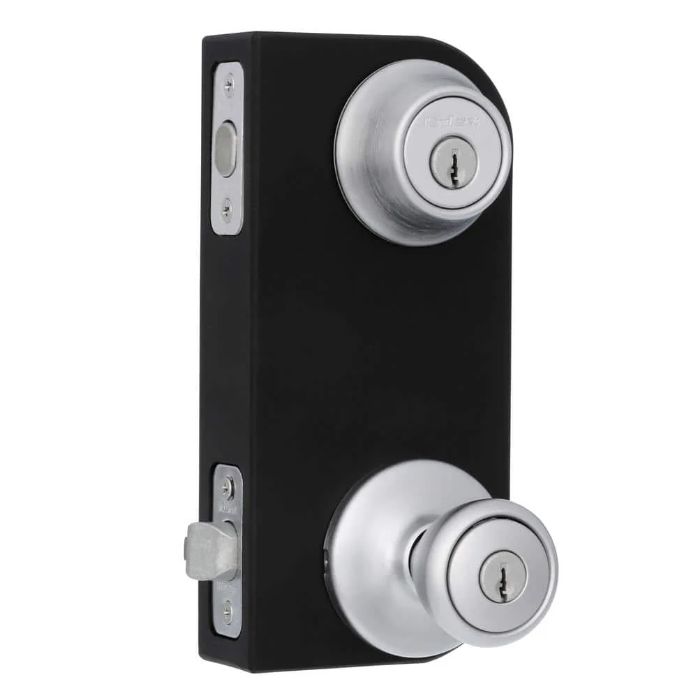 Kwikset Tylo Satin Chrome Single Cylinder Entry Door Knob & Deadbolt Combo Pack - Image 3