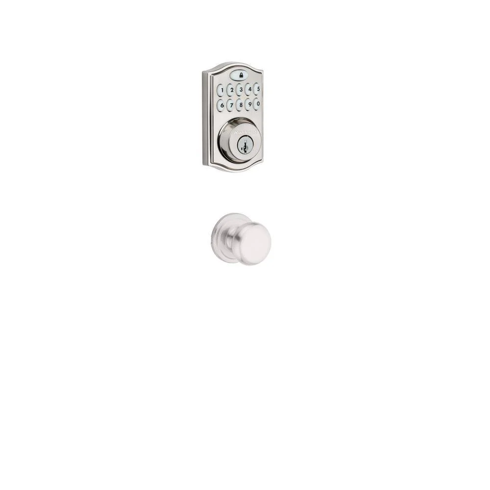 Kwikset Z-Wave SmartCode Satin Nickel Single Cylinder Keypad Electronic Deadbolt with Juno Hall/Closet Knob
