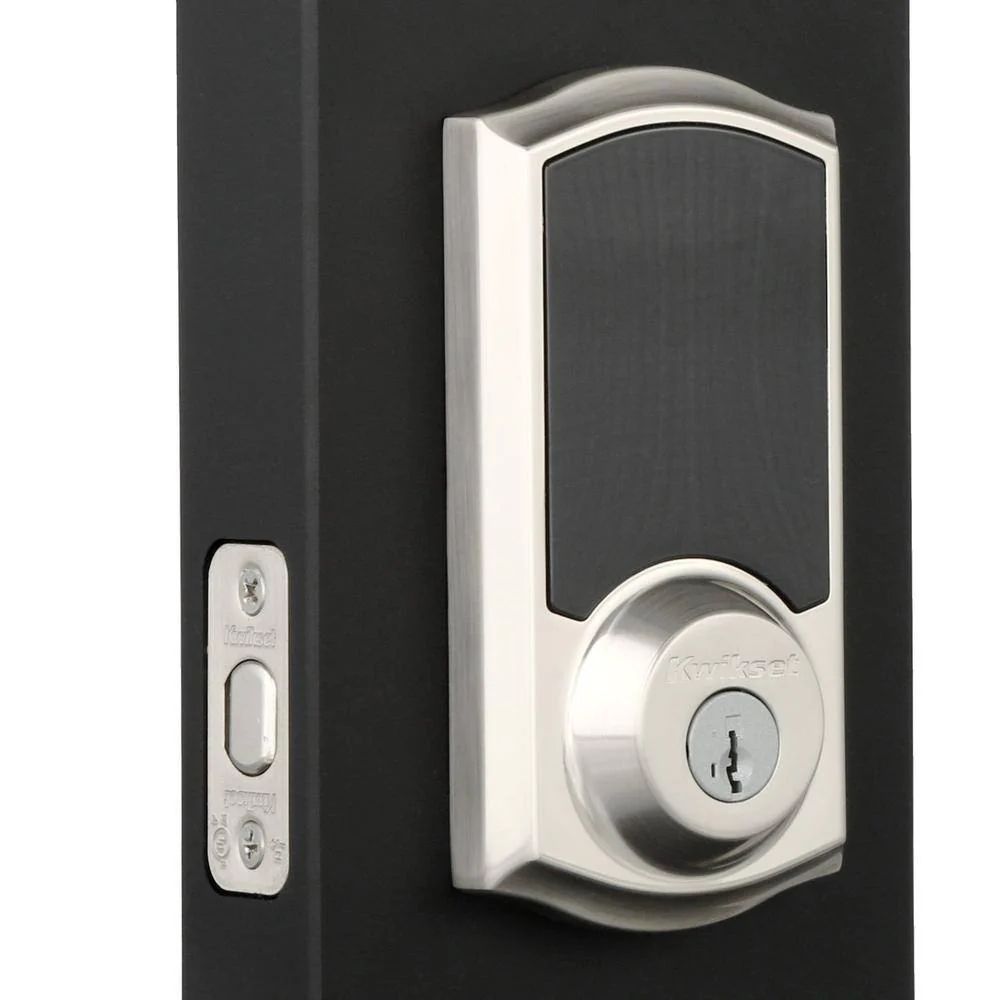 Kwikset Z-Wave SmartCode Touchscreen Satin Nickel Single Cylinder Electronic Deadbolt featuring Tustin Hall/Closet Lever - Image 6